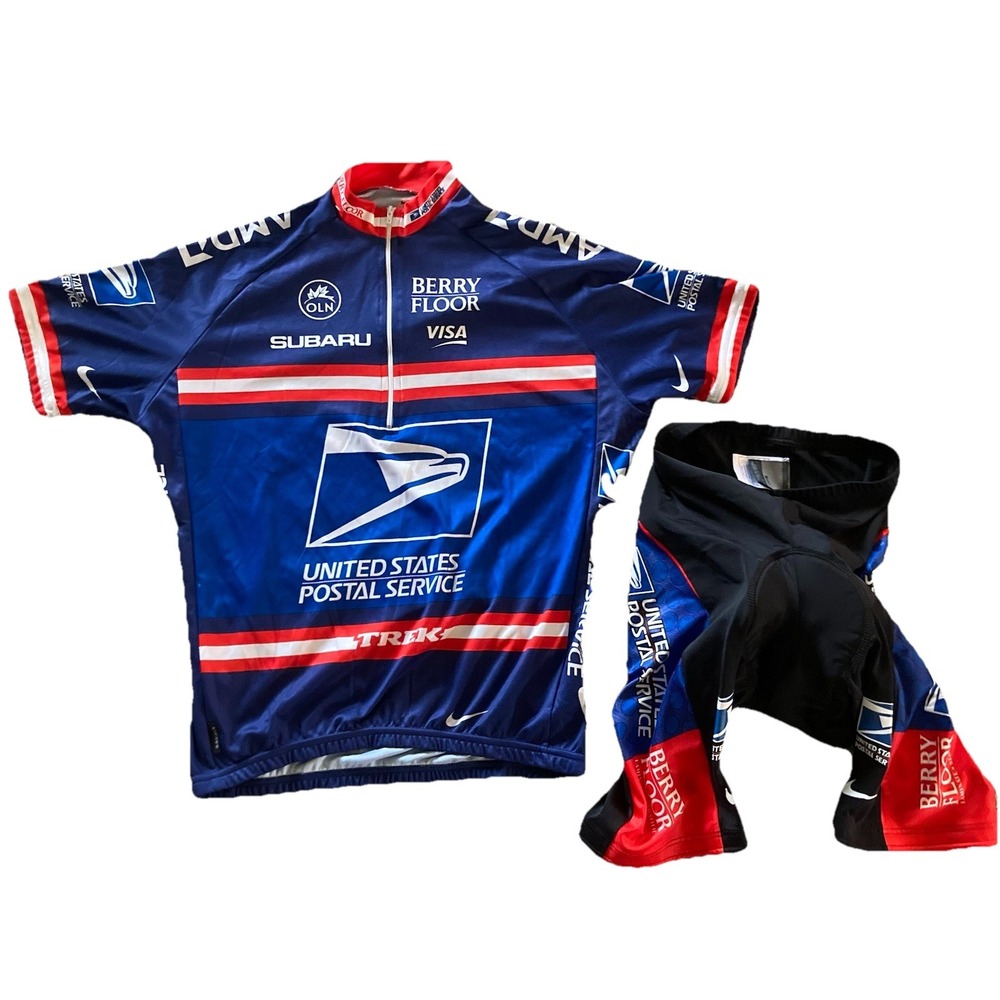 Trek USPS Nike Dri Fit Cycling Jersey Set Men's Sz L Made In Italy Hungary VTG